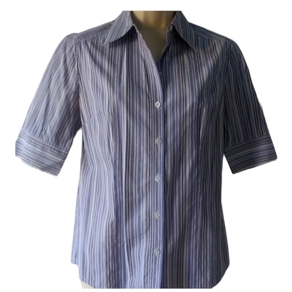 Express Blue and White Striped Shirt Size 2 - Picture 1 of 4